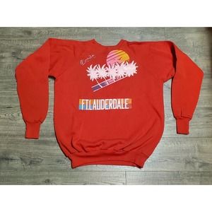 Vintage 80s Ft Lauderdale Florida Raglan Cut Crewneck Sweatshirt Mens XL